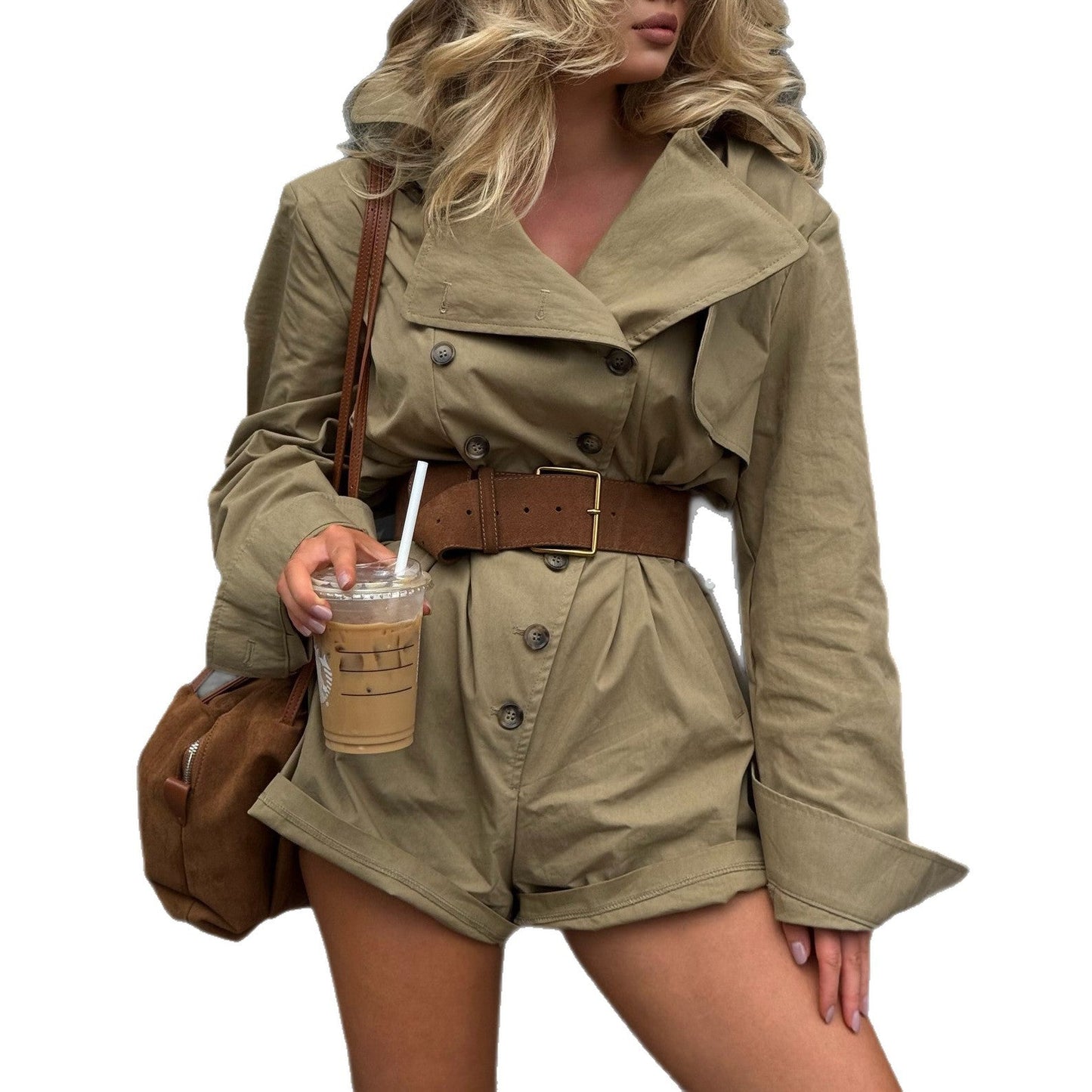 Dulcira | Women Short Jacket with Belt and Button Closure