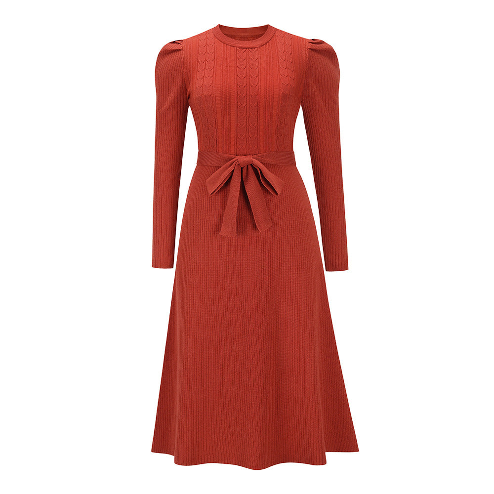 Dulcira | Knitted Midi Dress with Round Neckline