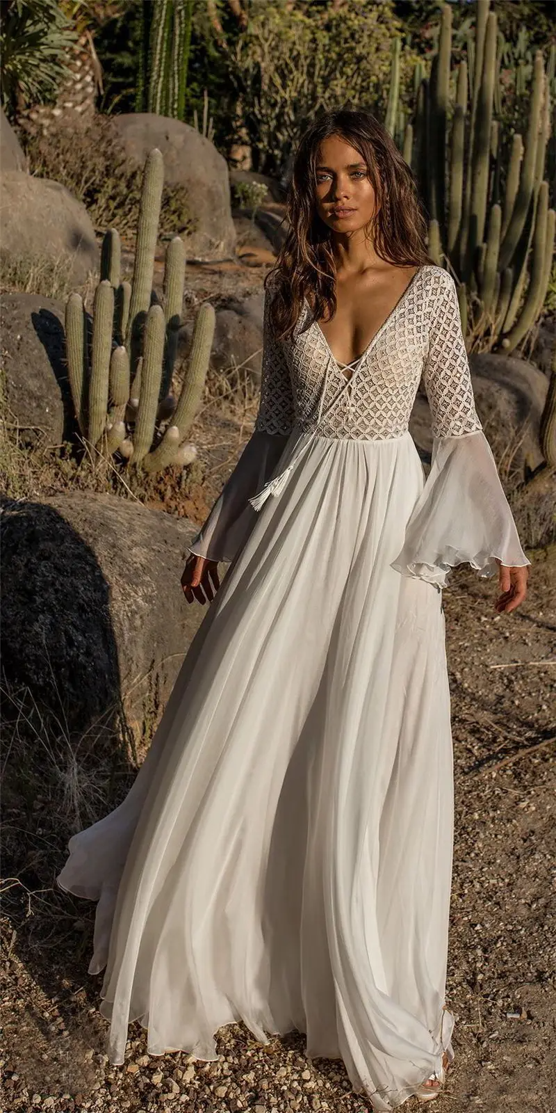 Dulcira | White Dress In Boho Style