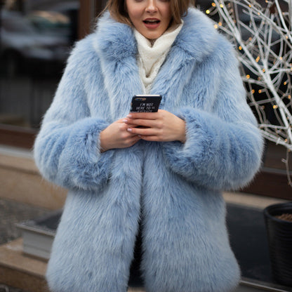 Dulcira | Ladies Luxurious Faux Fur Coat with Voluminous Sleeves