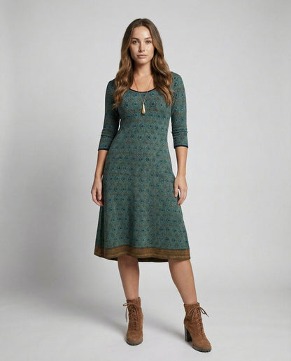 Dulcira | Geometric Printed Retro Dress Spandex & Microfiber