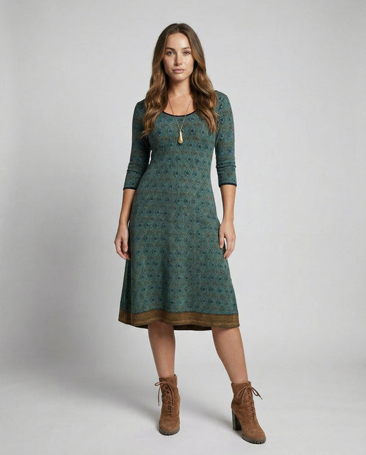 Dulcira | Geometric Printed Retro Dress Spandex & Microfiber