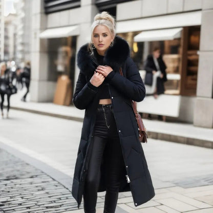 Dulcira | Long Winter Coat with Fur Hood