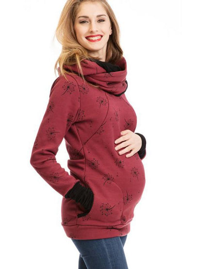 Dulcira | Maternity Chaps Nurse Sweatshirts Floral Print Bags Zipper Nursing Clothing