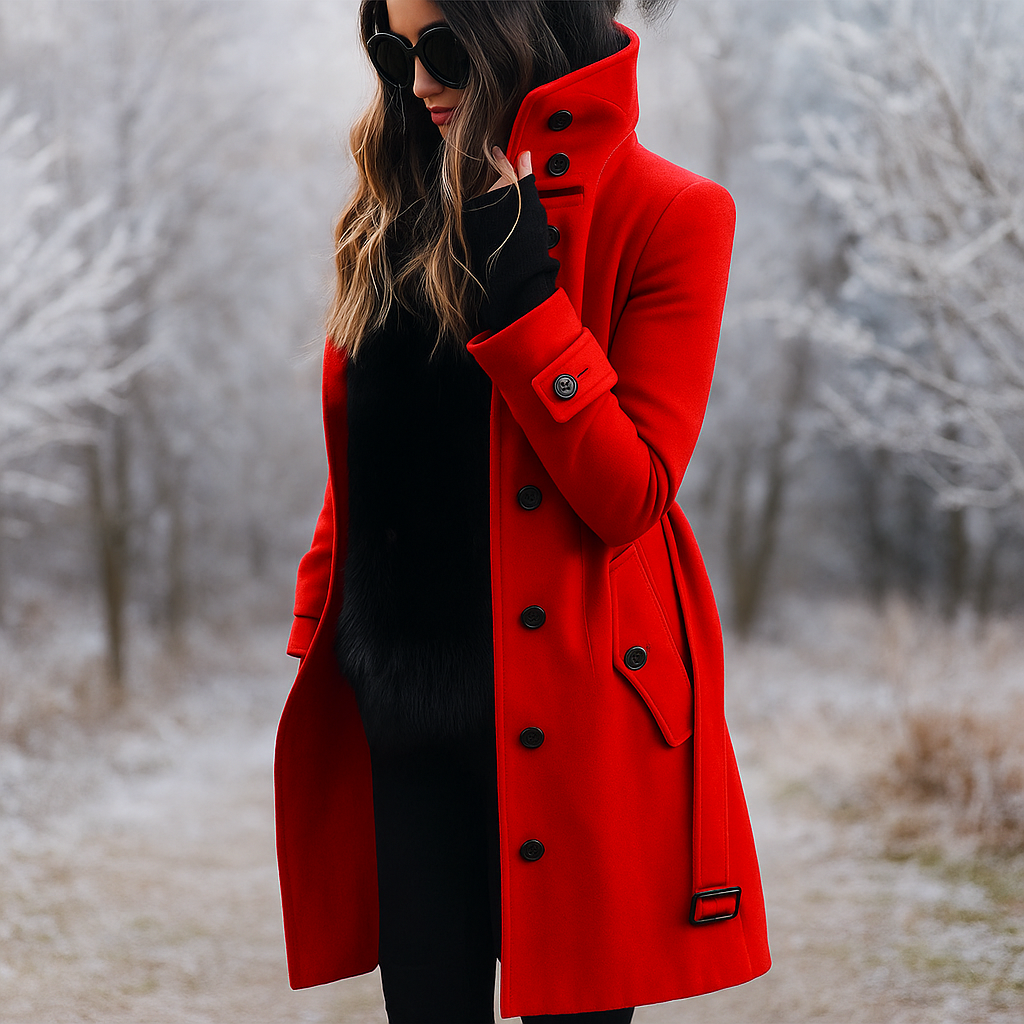 Dulcira | Elegant Double-Breasted Jacket with High Collar