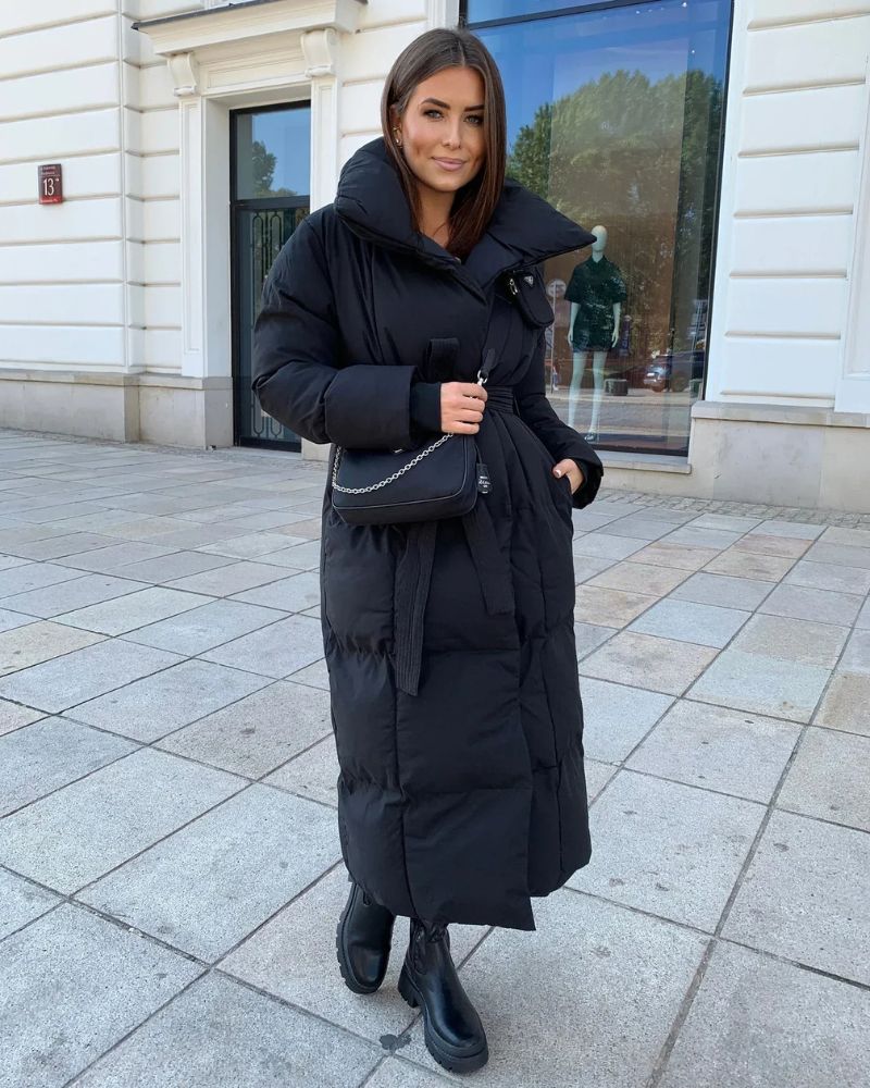 Dulcira | Long Puffer Jacket with Belt