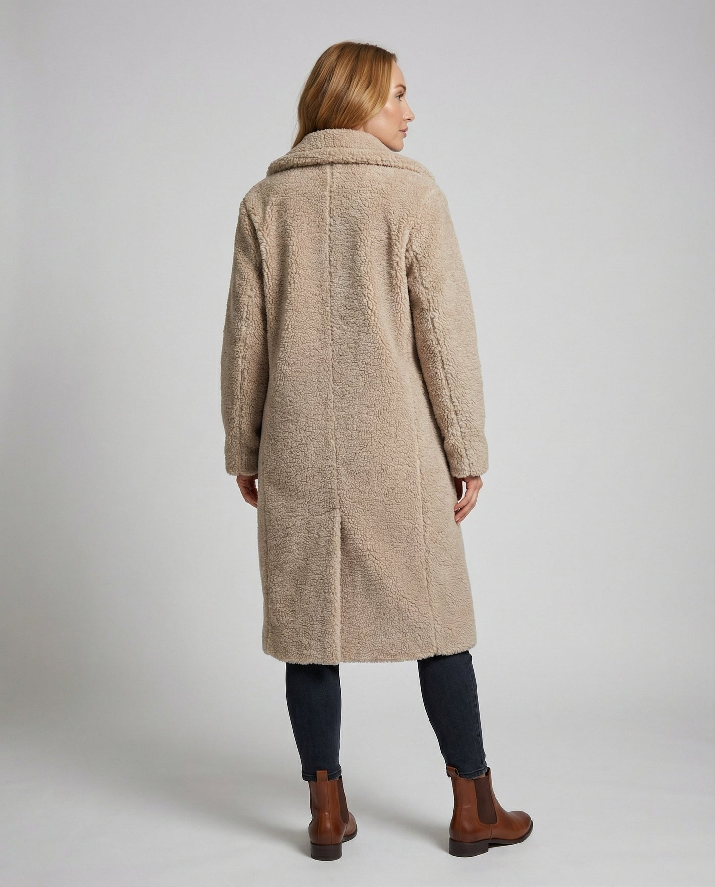 Women's Faux Fur Jacket with Teddy Look & Long Fit Dulcira