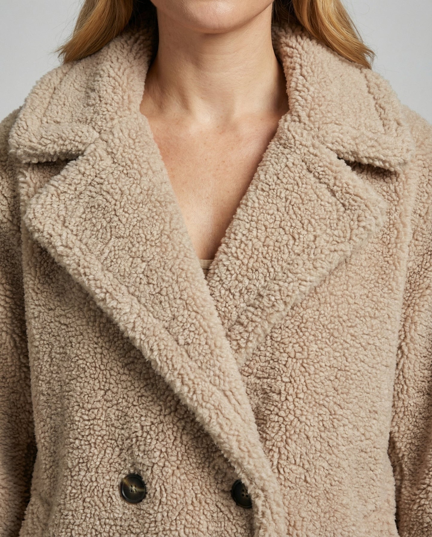 Women's Faux Fur Jacket with Teddy Look & Long Fit Dulcira