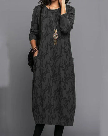 Dulcira | Long-Sleeved Pocket Dress with Print