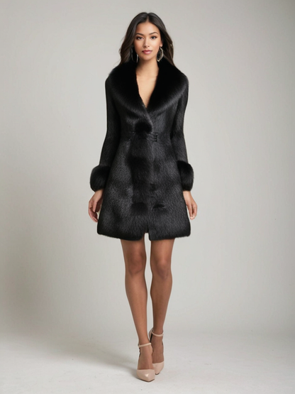 Dulcira | Winter Long with Contrast Collar for Women Ideal for The Cold Season