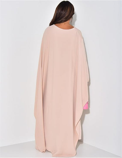 Dulcira | Elegant Maxi Dress with Round Neckline & Wide Sleeves – Women's Evening Dress with High Waist Long Dress for Festive Occasions