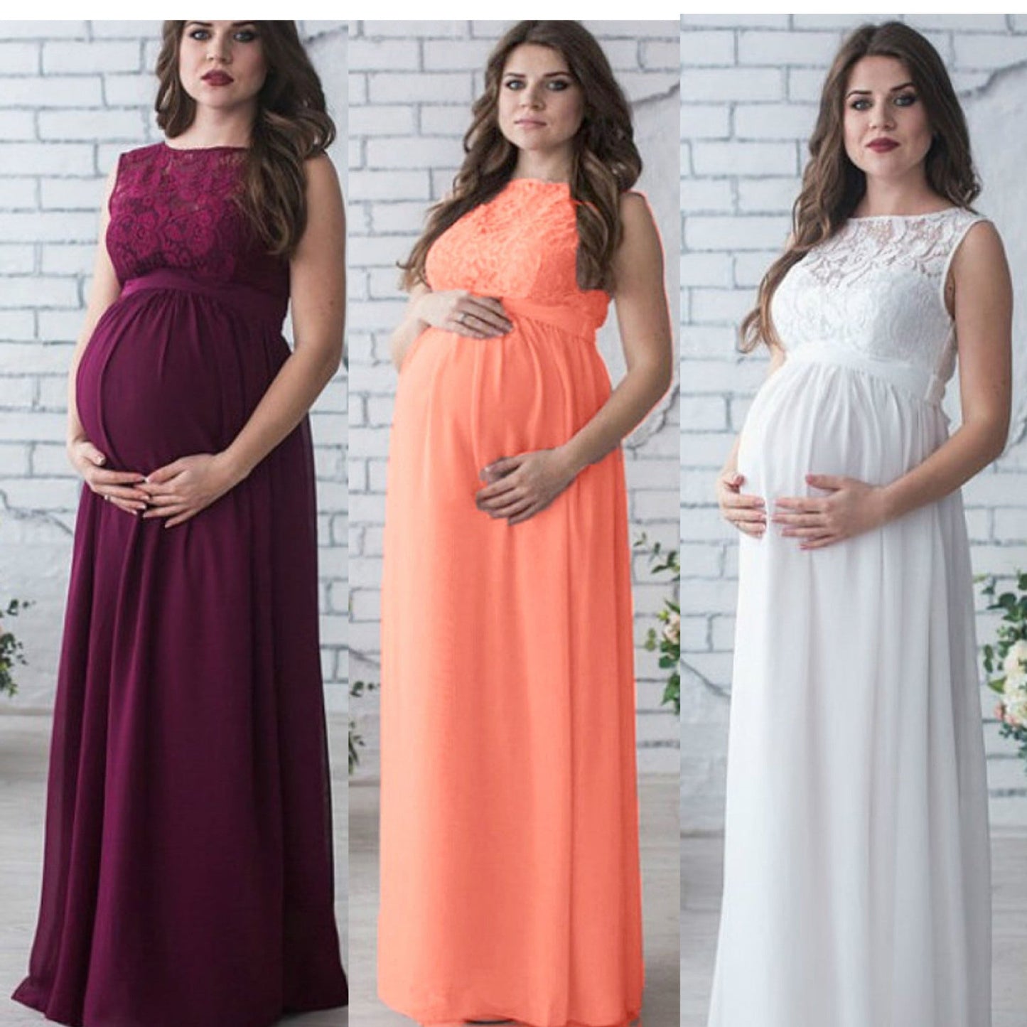 Women Elegant Lace Maternity Maxi Dress Dulcira