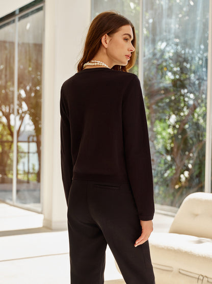 Dulcira | Cardigan with Decorative Buttons and Pockets Round Neck Elegant and Classic