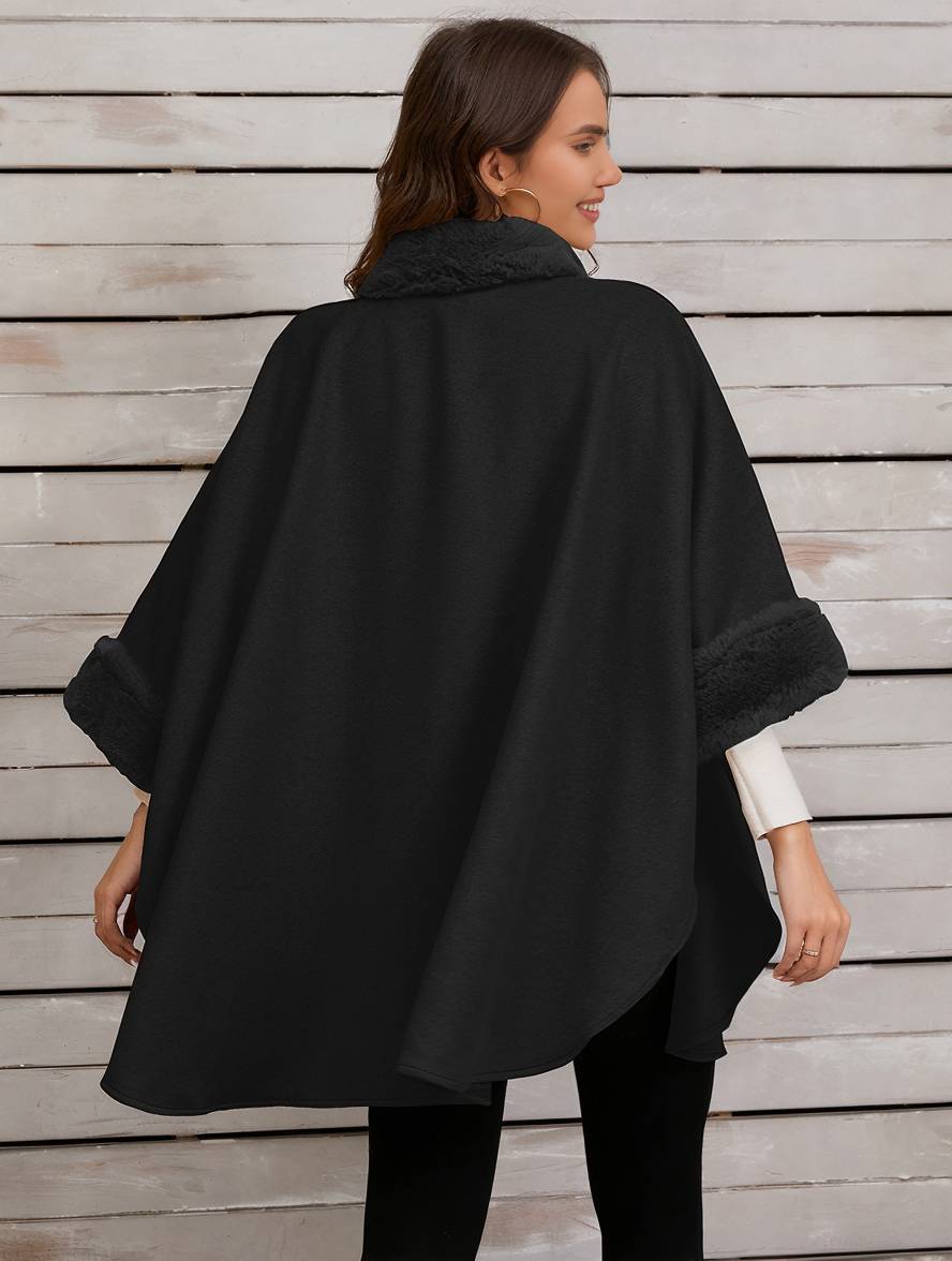 Dulcira | Mid-Length Poncho Coat Women Irregular Buttons Batwing Sleeves Women Elegant Casual Oversized Jacket