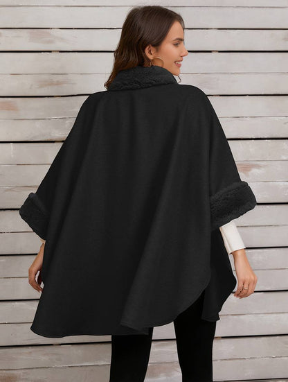 Dulcira | Mid-Length Poncho Coat Women Irregular Buttons Batwing Sleeves Women Elegant Casual Oversized Jacket