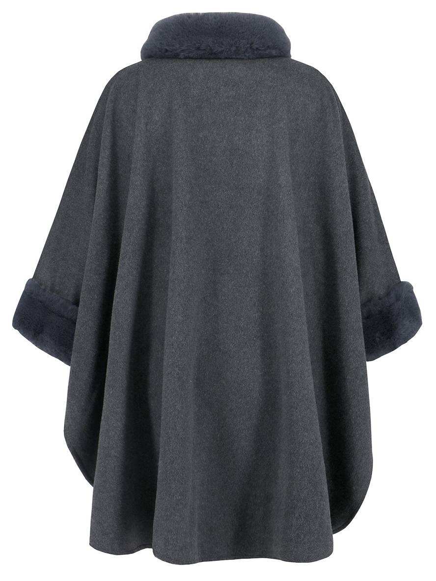 Dulcira | Mid-Length Poncho Coat Women Irregular Buttons Batwing Sleeves Women Elegant Casual Oversized Jacket