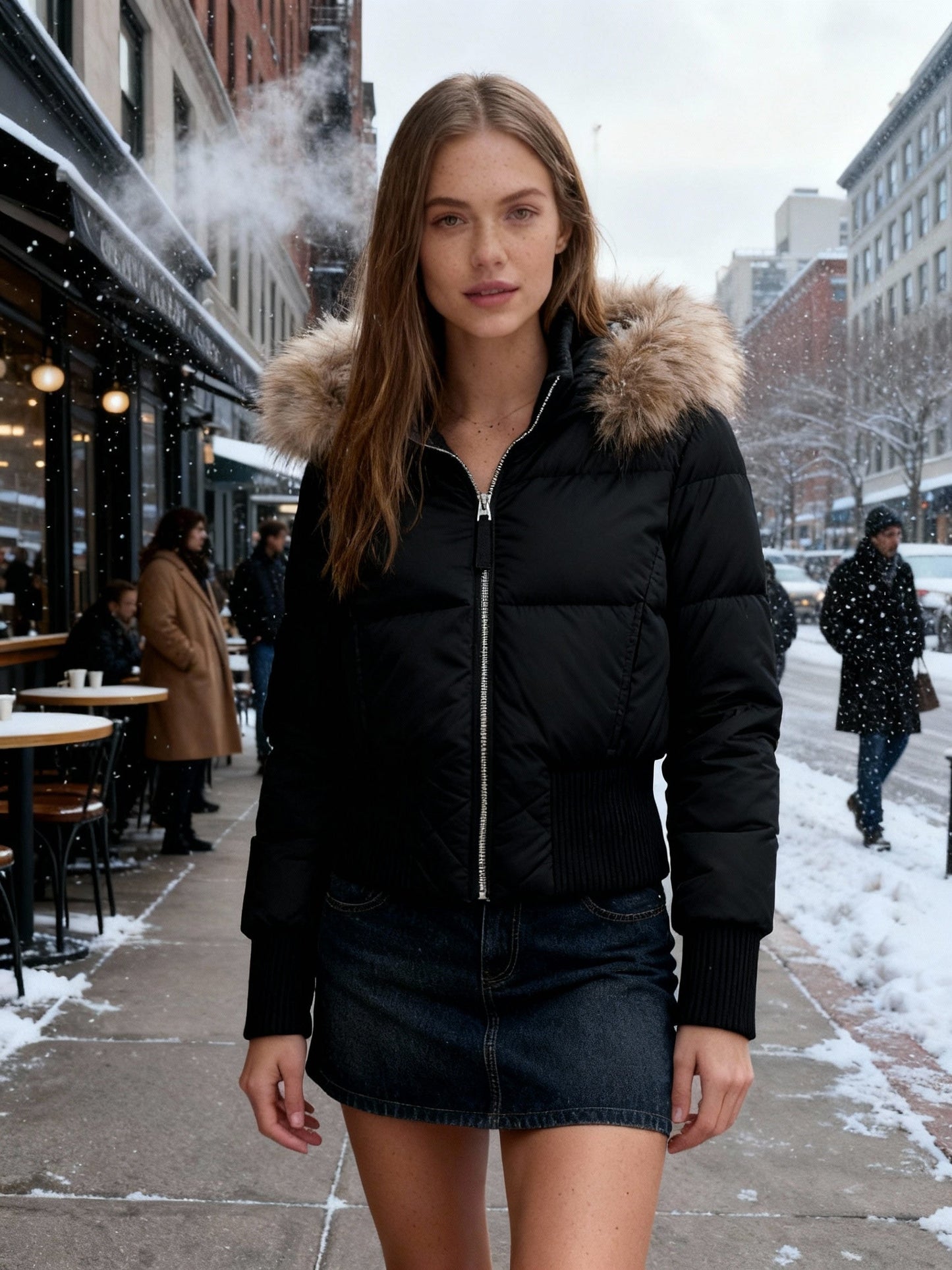 Dulcira | Women's Quilted Winter Jacket with Removable Hood and Elastic Cuffs