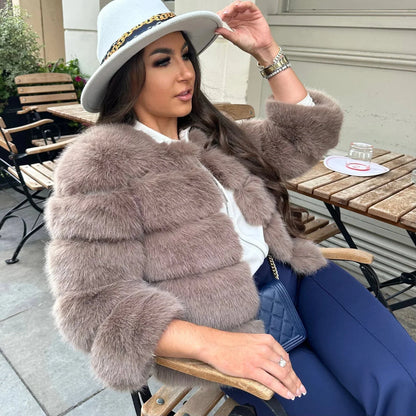 Dulcira | Warm Short Fluffy Jacket Faux Fur Coat for Women