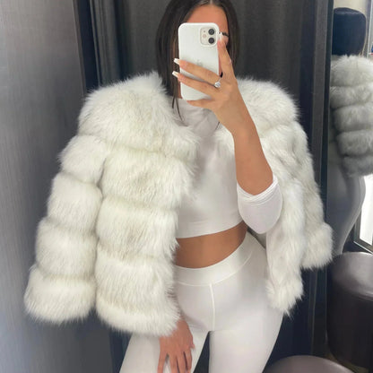 Dulcira | Warm Short Fluffy Jacket Faux Fur Coat for Women