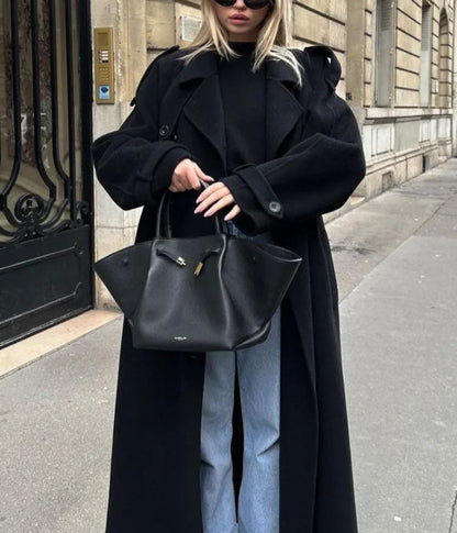 Dulcira | Women's Oversized Long Jacket with Lapel Collar