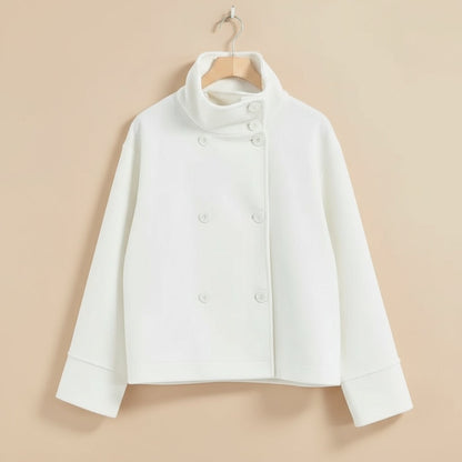 Dulcira | Women's Fashion Cropped Jacket with High Collar and Double Button Placket