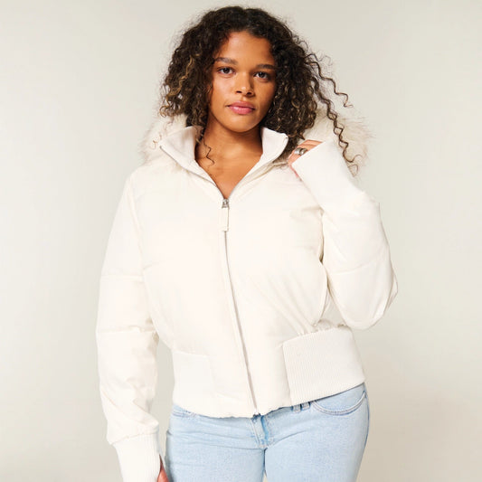 Dulcira | Women's Quilted Winter Jacket with Removable Hood and Elastic Cuffs