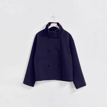 Dulcira | Women's Fashion Cropped Jacket with High Collar and Double Button Placket