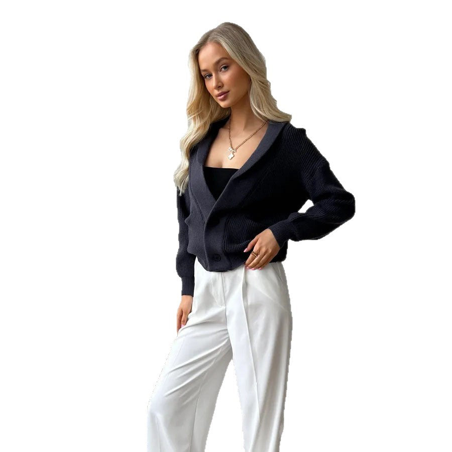 Dulcira | Women's cozy cardigan with large pockets and fashionable collar