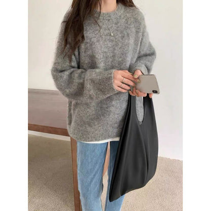 Dulcira | Pullover Mohair Mix Plus Size Fit Long Sleeves Round Neck