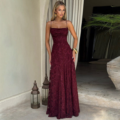 Women Elegant Evening Dress with Fine Floral Patterns and Sophisticated Details Dulcira