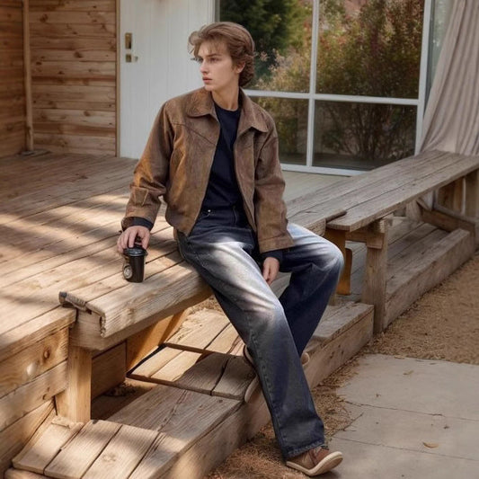 Men's Casual Transition Jacket Made Of Soft Artificial Leather with Zipper Dulcira