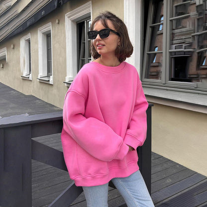 Women's Oversized Sweatshirt with Dropped Shoulder and Soft Fleece Fabric Dulcira