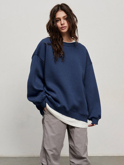 Women's Oversized Sweatshirt with Dropped Shoulder and Soft Fleece Fabric Dulcira