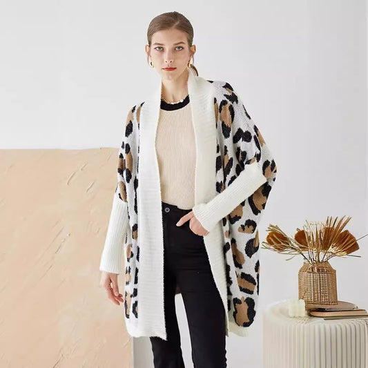 Dulcira | Women's Lightweight Cardigan with Modern Leopard Print and Open Front