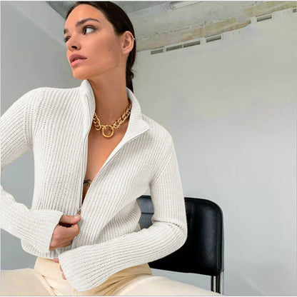 Dulcira | Women's Cardigan with High Collar and Innovative Zipper