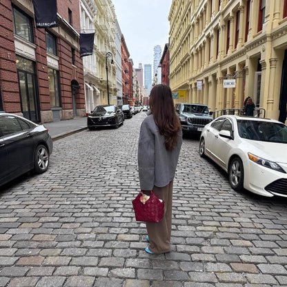 Dulcira | Women Oversized Wool Jacket with Unusual Cut and Practical Pockets