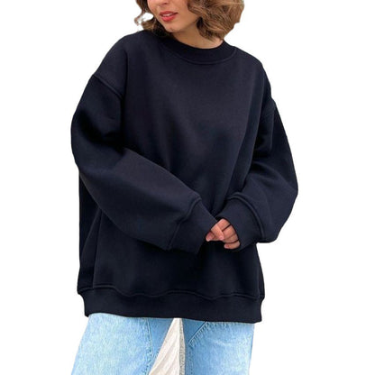 Women's Oversized Sweatshirt with Dropped Shoulder and Soft Fleece Fabric Dulcira