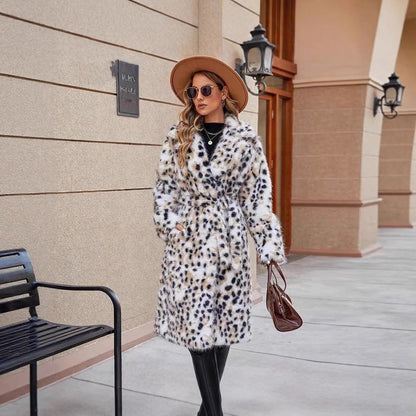 Women's Cozy Leo Coat with Belt and Collar