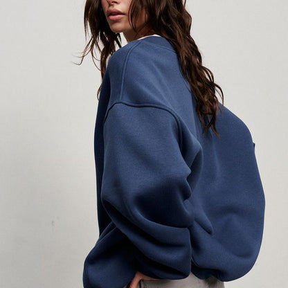 Women's Oversized Sweatshirt with Dropped Shoulder and Soft Fleece Fabric Dulcira