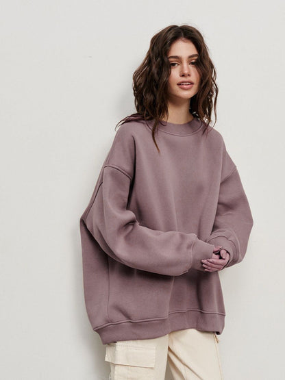 Women's Oversized Sweatshirt with Dropped Shoulder and Soft Fleece Fabric Dulcira