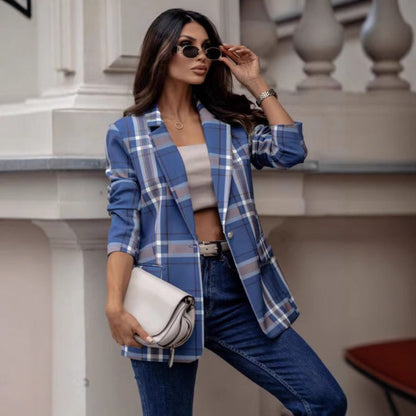 Dulcira | Women's checked oversized blazer jacket