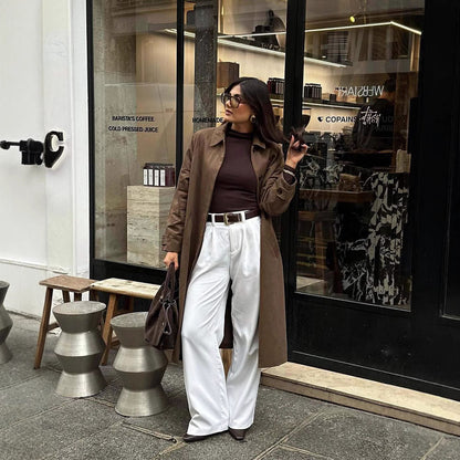 Dulcira | Women's stylish trench coat jacket with casual cut and belt