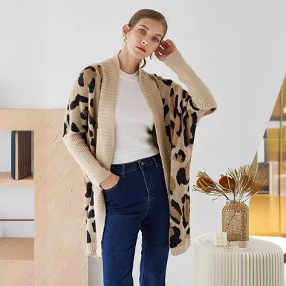 Dulcira | Women's Lightweight Cardigan with Modern Leopard Print and Open Front