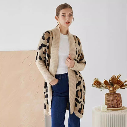 Dulcira | Women's Lightweight Cardigan with Modern Leopard Print and Open Front