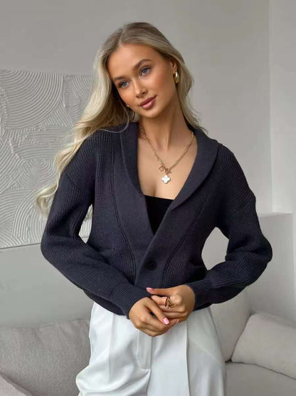 Dulcira | Women's cozy cardigan with large pockets and fashionable collar