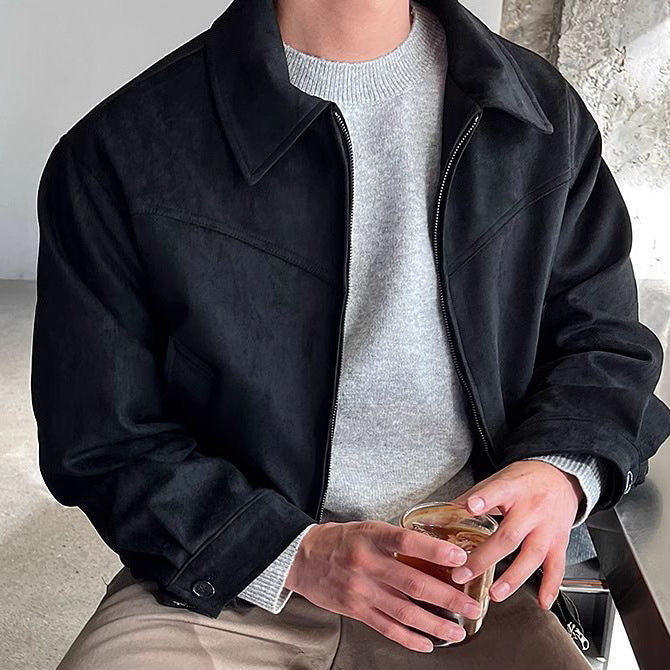 Men's Casual Transition Jacket Made Of Soft Artificial Leather with Zipper Dulcira