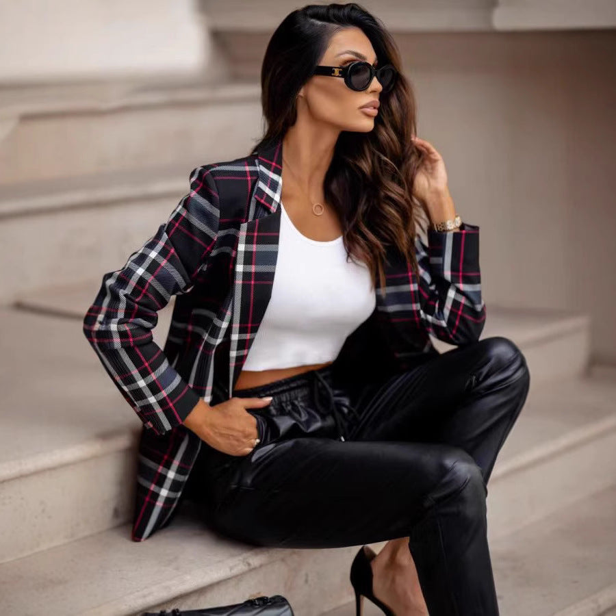 Dulcira | Women's checked oversized blazer jacket