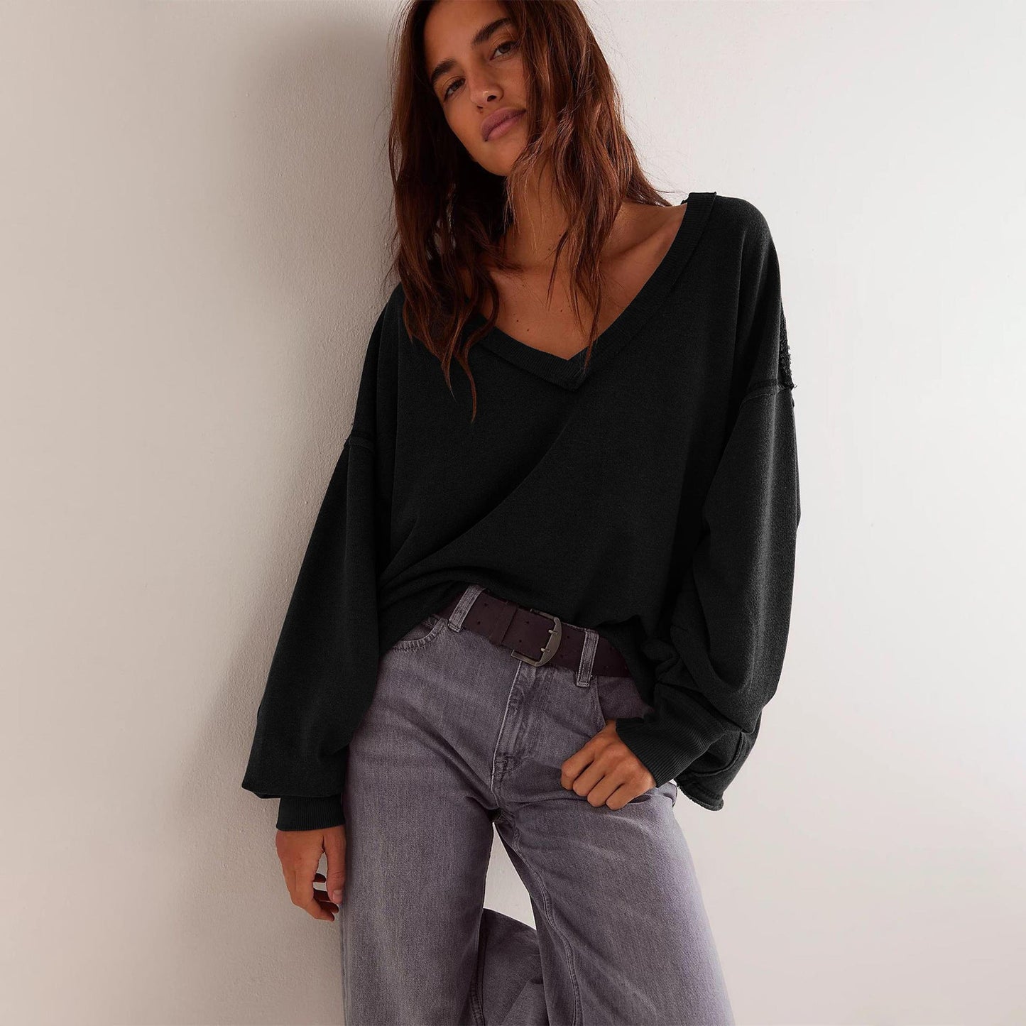 Dulcira | Women's Oversized V-Neck Sweatshirt with Casual Fit