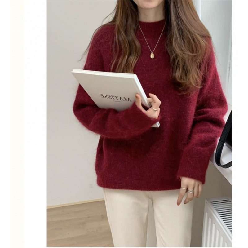Dulcira | Pullover Mohair Mix Plus Size Fit Long Sleeves Round Neck