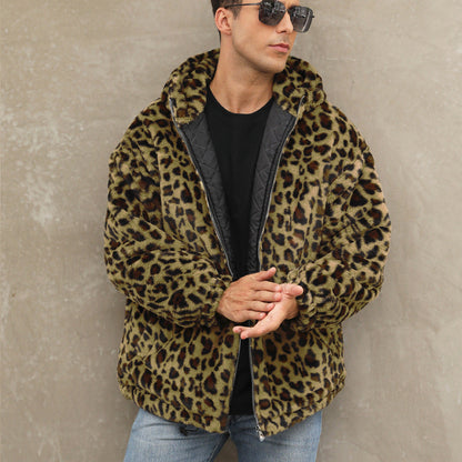 Men's Cozy Fleece Jacket In Leopard Pattern Dulcira